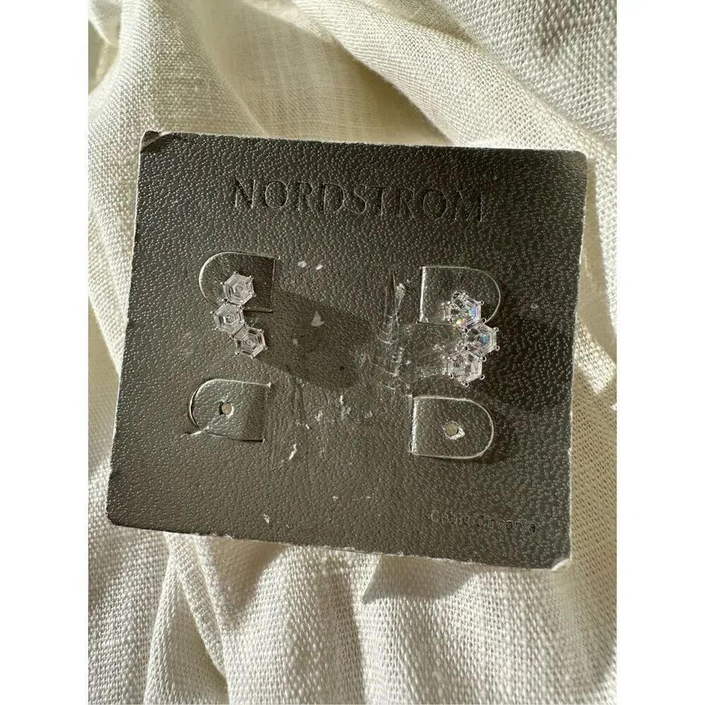 Hexagon 3 tier cubic zirconia Nordstrom stud earrings